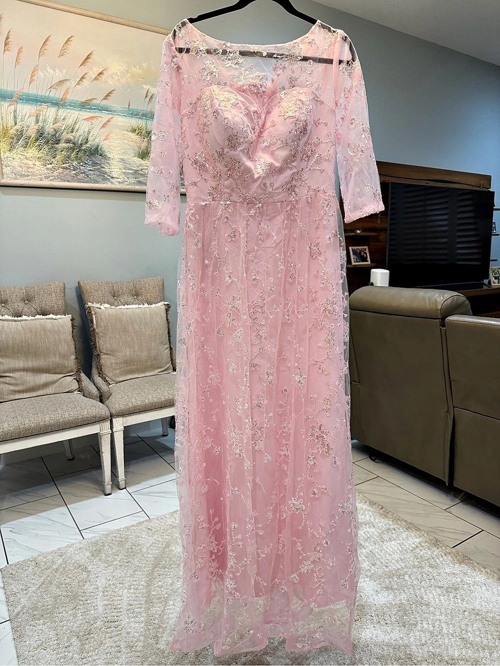 Women's Fashion Pink Floral Maxi Dress Size 10 NWT - Picture 2 of 8